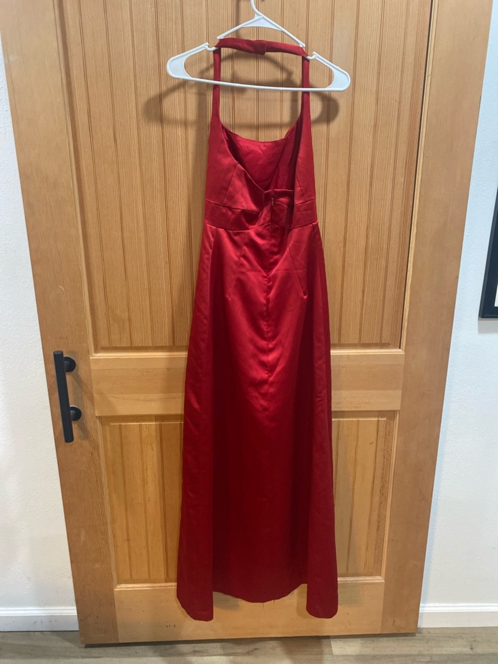 After Six Red Halter Satin Formal Gown Wedding Prom Gala Dress Eveningwear Party - Picture 5 of 6